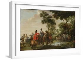 Highwaymen Raiding a Tilt Car by a Forest Stream-Peeter Snayers-Framed Giclee Print