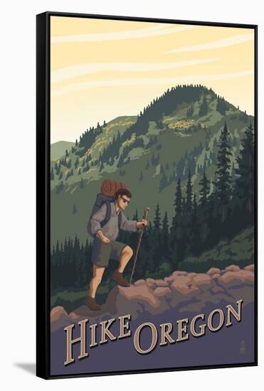 Hike Oregon-Lantern Press-Framed Stretched Canvas