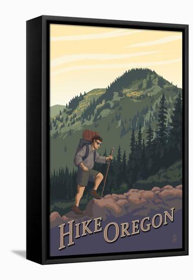Hike Oregon-Lantern Press-Framed Stretched Canvas