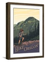 Hike Oregon-Lantern Press-Framed Art Print