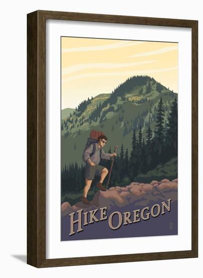 Hike Oregon-Lantern Press-Framed Art Print