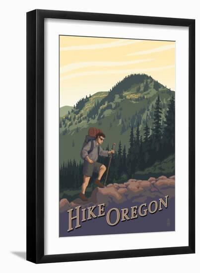 Hike Oregon-Lantern Press-Framed Art Print