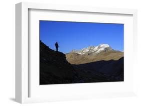 Hiker Admires the View of Alpi Graie (Graian Alps) Landscape, Gran Paradiso National Park, Italy-Roberto Moiola-Framed Photographic Print