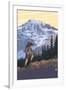 Hiker and Mountain-Lantern Press-Framed Art Print