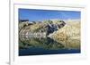 Hiker at Lac Blanc, Chamonix, Haute-Savoie, French Alps, France, Europe-Christian Kober-Framed Photographic Print
