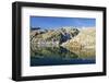 Hiker at Lac Blanc, Chamonix, Haute-Savoie, French Alps, France, Europe-Christian Kober-Framed Photographic Print