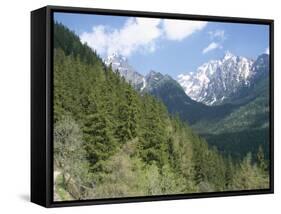 Hiker at Lomnicky Stit, High Tatra Mountains, Slovakia-Upperhall-Framed Stretched Canvas