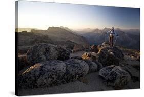 Hiker at Sunrise, Cathedral Provincial Park, British Columbia, Canada, North America-Colin Brynn-Stretched Canvas