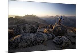 Hiker at Sunrise, Cathedral Provincial Park, British Columbia, Canada, North America-Colin Brynn-Mounted Photographic Print