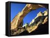 Hiker Below Natural Navajo Sandstone Hickman Bridge, Capitol Reef National Park, Utah, Usa-Scott T. Smith-Framed Stretched Canvas