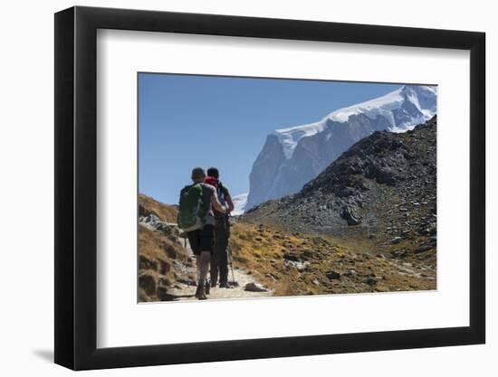 Hiker, Breithorn, Gornergrat, Valais, Switzerland-Rainer Mirau-Framed Photographic Print