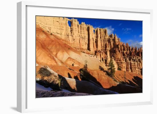 Hiker in Front of Wall of Windows Lit by Early Morning Sun-Eleanor Scriven-Framed Photographic Print