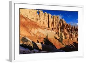 Hiker in Front of Wall of Windows Lit by Early Morning Sun-Eleanor Scriven-Framed Photographic Print