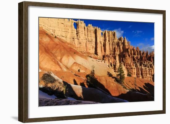 Hiker in Front of Wall of Windows Lit by Early Morning Sun-Eleanor Scriven-Framed Photographic Print