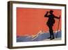 Hiker in the Alps-null-Framed Premium Giclee Print