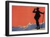 Hiker in the Alps-null-Framed Premium Giclee Print