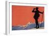 Hiker in the Alps-null-Framed Premium Giclee Print