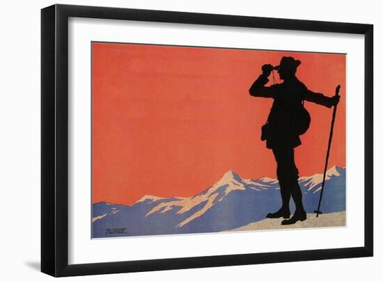 Hiker in the Alps-null-Framed Art Print