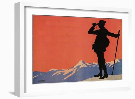 Hiker in the Alps-null-Framed Art Print