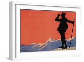Hiker in the Alps-null-Framed Art Print