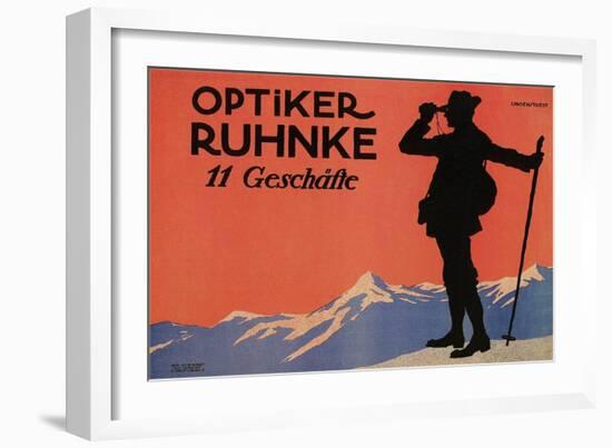 Hiker in the Alps-null-Framed Premium Giclee Print