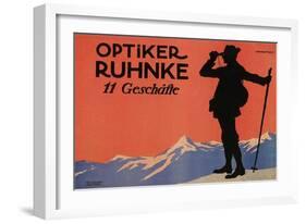 Hiker in the Alps-null-Framed Premium Giclee Print