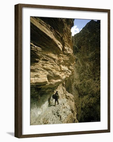 Hiker in the Himalayas-James Burke-Framed Photographic Print