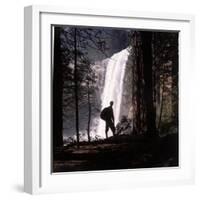 Hiker Looking at Vernal Falls in Yosemite National Park-Ralph Crane-Framed Photographic Print