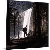 Hiker Looking at Vernal Falls in Yosemite National Park-Ralph Crane-Mounted Photographic Print