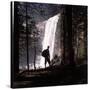 Hiker Looking at Vernal Falls in Yosemite National Park-Ralph Crane-Stretched Canvas