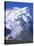 Hiker on Bench, the Breithorn and Breithorn Glacier, Rotenboden, Zermatt, Valais, Switzerland-Tomlinson Ruth-Stretched Canvas