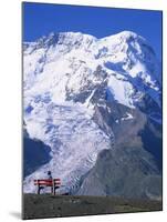 Hiker on Bench, the Breithorn and Breithorn Glacier, Rotenboden, Zermatt, Valais, Switzerland-Tomlinson Ruth-Mounted Photographic Print