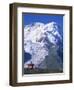 Hiker on Bench, the Breithorn and Breithorn Glacier, Rotenboden, Zermatt, Valais, Switzerland-Tomlinson Ruth-Framed Photographic Print