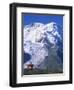 Hiker on Bench, the Breithorn and Breithorn Glacier, Rotenboden, Zermatt, Valais, Switzerland-Tomlinson Ruth-Framed Photographic Print