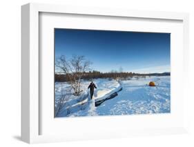 Hiker on Kungsleden (The Kings Trail) trail, Abisko National Park, Sweden, Scandinavia, Europe-Christian Kober-Framed Photographic Print