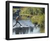 Hiker on Stepping Stones-null-Framed Photographic Print