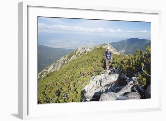 Hiker on Trail, Pirin National Park, UNESCO World Heritage Site, Near Bansko, Bulgaria, Europe-Christian Kober-Framed Photographic Print