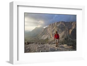 Hiker 'Sass De Stria' (Mountain), in Front of the Piccolo Lagazuoi, Province of Belluno-Gerhard Wild-Framed Photographic Print