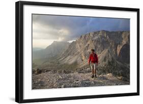 Hiker 'Sass De Stria' (Mountain), in Front of the Piccolo Lagazuoi, Province of Belluno-Gerhard Wild-Framed Photographic Print