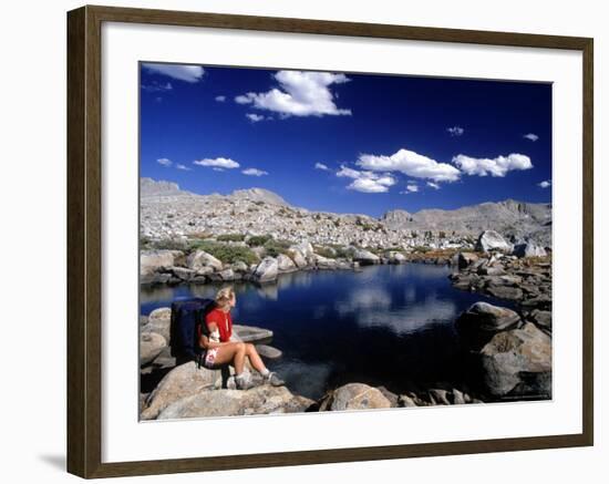 Hiker, Sierra Nevada Range, CA-Mitch Diamond-Framed Photographic Print