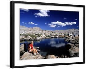 Hiker, Sierra Nevada Range, CA-Mitch Diamond-Framed Photographic Print