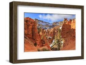 Hiker Takes a Break on the Peekaboo Loop Trail in Winter-Eleanor Scriven-Framed Photographic Print