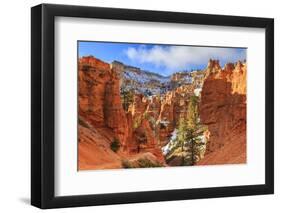 Hiker Takes a Break on the Peekaboo Loop Trail in Winter-Eleanor Scriven-Framed Photographic Print