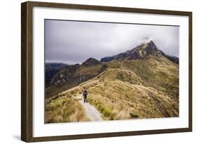 Hiker Trekking Rucu Pichincha Volcano, Quito, Pichincha Province, Ecuador, South America-Matthew Williams-Ellis-Framed Photographic Print