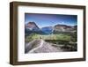 Hiker under Full Moon in Glacier National Park, Montana-Lindsay Daniels-Framed Photographic Print