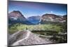 Hiker under Full Moon in Glacier National Park, Montana-Lindsay Daniels-Mounted Photographic Print