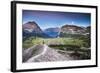 Hiker under Full Moon in Glacier National Park, Montana-Lindsay Daniels-Framed Photographic Print