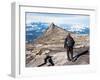 Hiker Walking at the Top of Mount Kinabalu in Sabah, Malaysia-R.M. Nunes-Framed Photographic Print