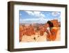 Hiker Woman in Bryce Canyon Hiking Looking and Enjoying View during Her Hike Wearing Hikers Backpac-Maridav-Framed Photographic Print