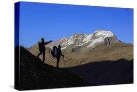 Hikers Admire the View of Alpi Graie (Graian Alps) Landscape, Gran Paradiso National Park, Italy-Roberto Moiola-Stretched Canvas